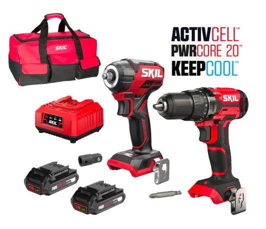 KIT COMBINATO TRAPANO PIU' AVVITATORE SKIL 3358 EA BATTERIA 2,0AH PIU' CARICABATTERIA