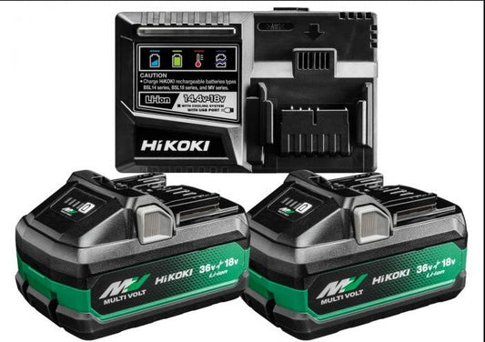 POWERKIT(B) - CARICABATTERIE C/2 BATTERIE MULTIVOLT 36V/4AH 18V/8AH