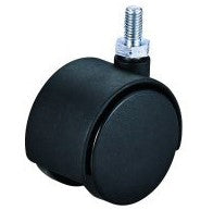 RUOTA PLASTICA NERA SUPPORTO FILETTATO MM.42