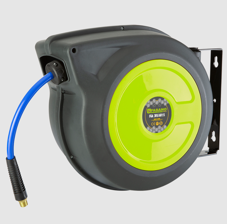 Arrotolatore Aria Compressa Professionale Fasano FG 385/AR15 | 15mt - Tubo Ø 10mm con Riavvolgimento Sicuro