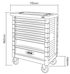 Carrello Officina JBM Professionale - 7 Cassetti con 172 Utensili